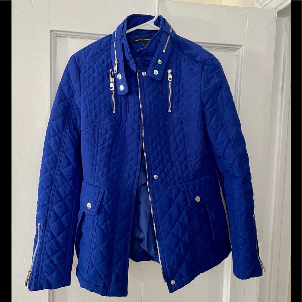 French Connection blue quilted jacket, size S